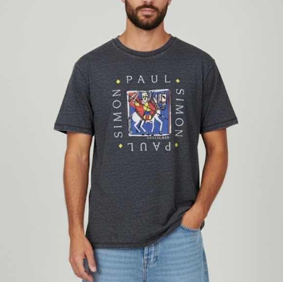 Paul Simon Graceland Men's Graphic Grey T-shirt Size L Soft - Picture 1 of 14